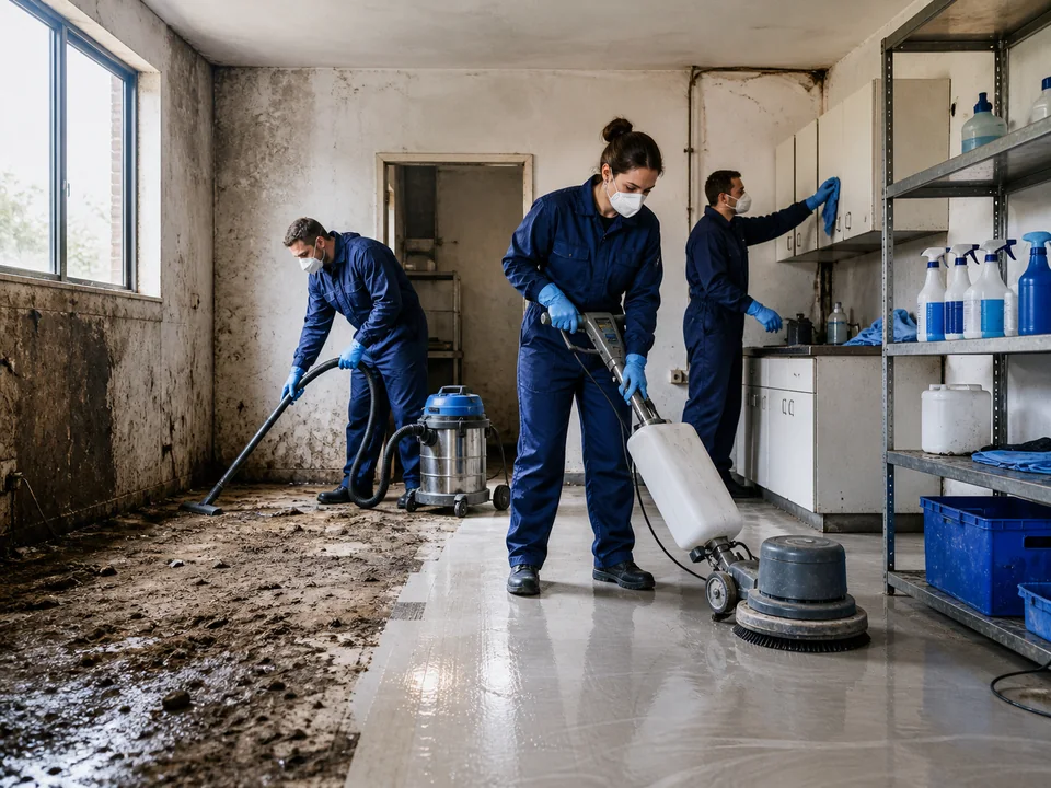 Deep cleaning of heavily contaminated spaces